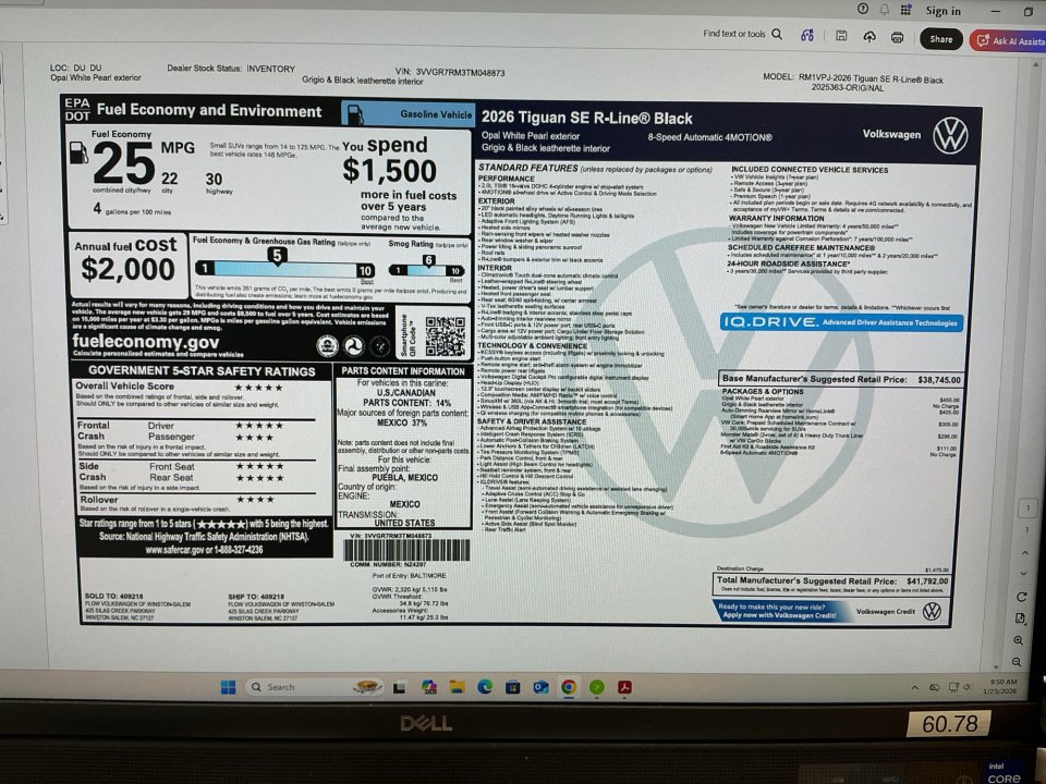 New 2026 Volkswagen Tiguan SE R-Line AWD/4WD image 33