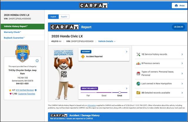 Used 2020 Honda Civic LX image 11
