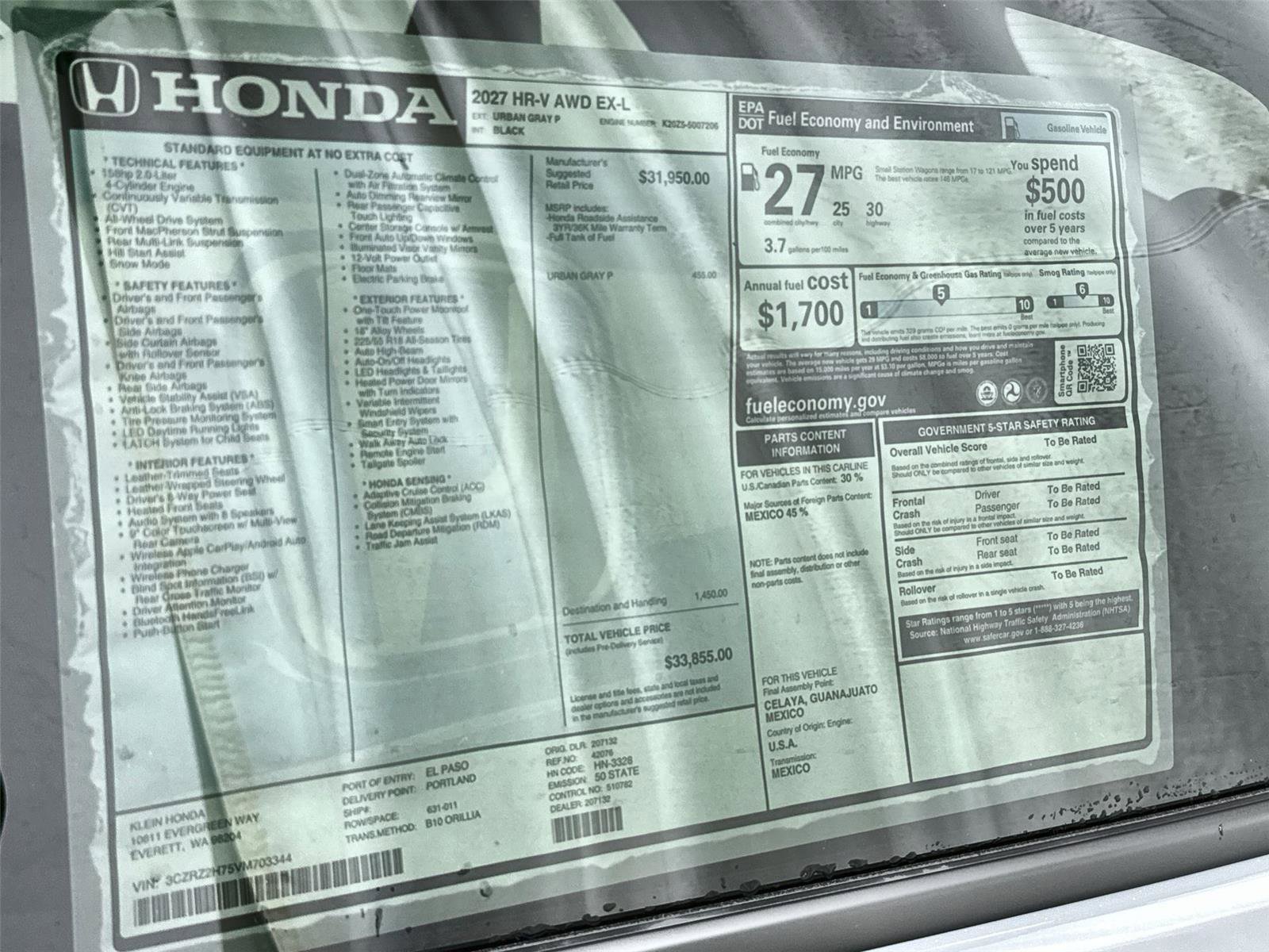 New 2027 Honda HR-V EX-L image 32