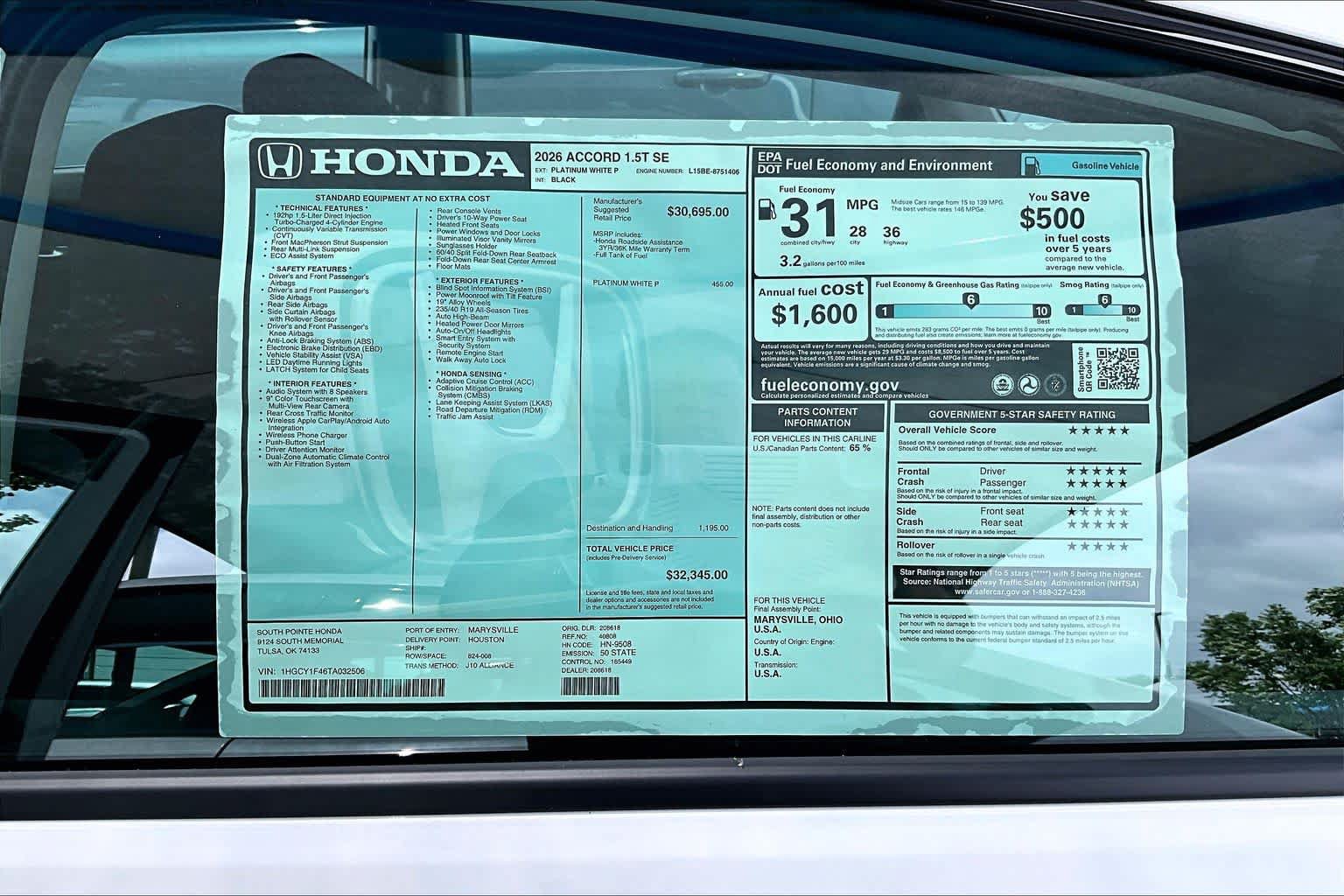 New 2026 Honda Accord SE image 21