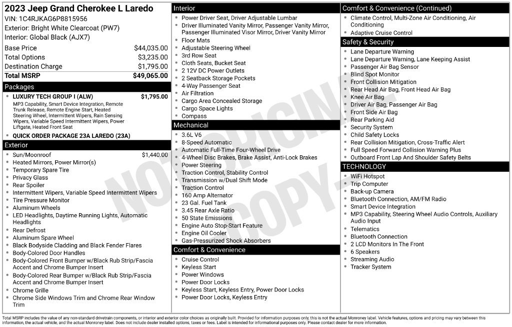 Used 2023 Jeep Grand Cherokee L Laredo w/ Luxury Tech Group I AWD/4WD image 34