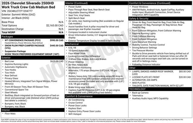 New 2026 Chevrolet Silverado 2500 W/T w/ WT Convenience Package AWD/4WD image 5