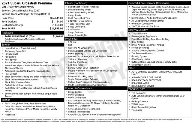 Used 2021 Subaru Crosstrek 2.0i Premium w/ Popular Package #5 image 33