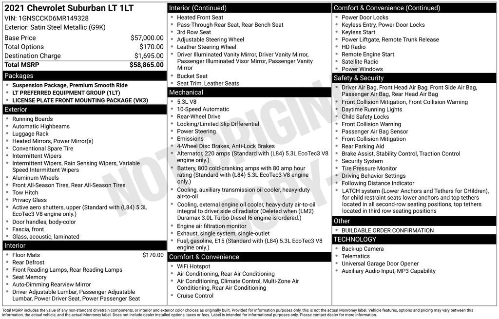 Used 2021 Chevrolet Suburban LT RWD image 55