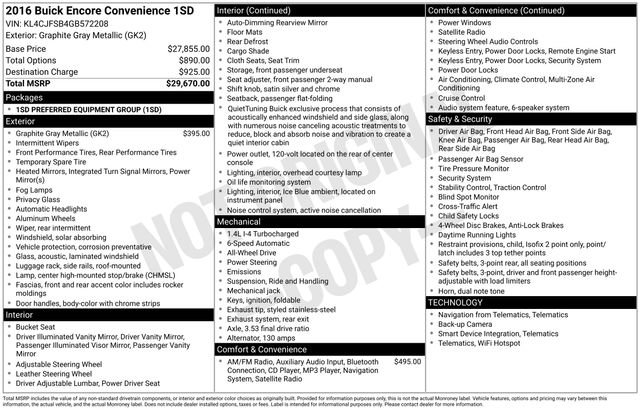 Used 2016 Buick Encore Convenience image 4