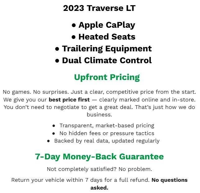 Certified 2023 Chevrolet Traverse LT w/ LPO, Floor Liner Package AWD/4WD image 2