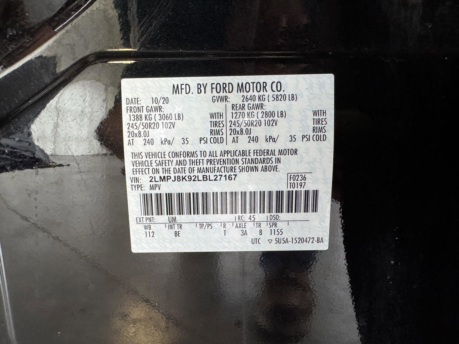 Used 2020 Lincoln Nautilus Reserve w/ Monochromatic Package image 40