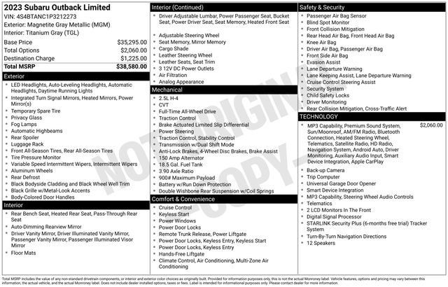 Used 2023 Subaru Outback Limited AWD/4WD image 8