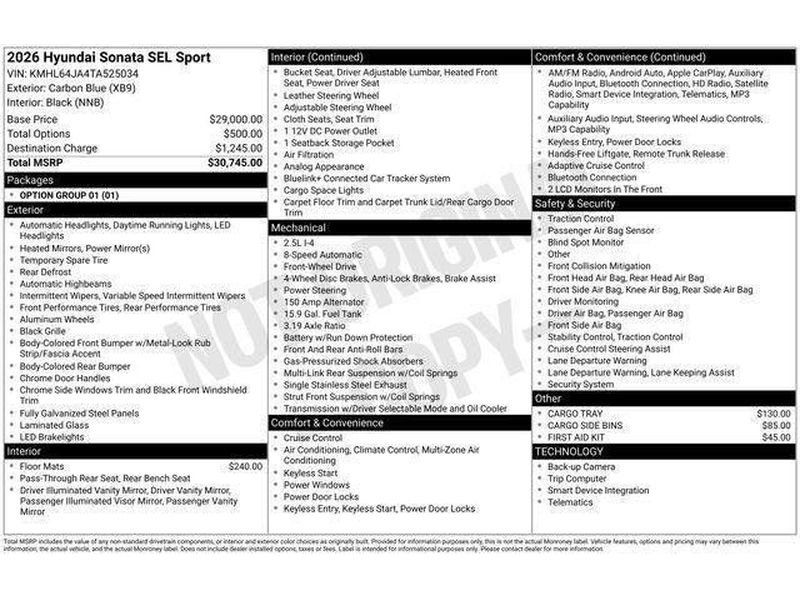 New 2026 Hyundai Sonata SEL FWD image 33
