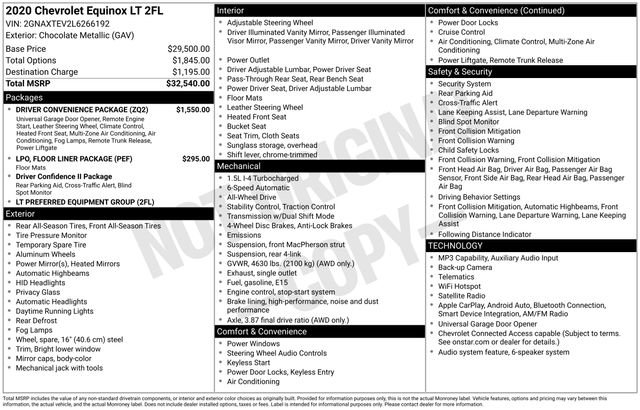 Used 2020 Chevrolet Equinox LT w/ Driver Convenience Package AWD/4WD image 6