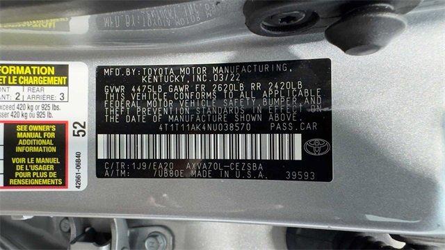 Used 2022 Toyota Camry SE image 37