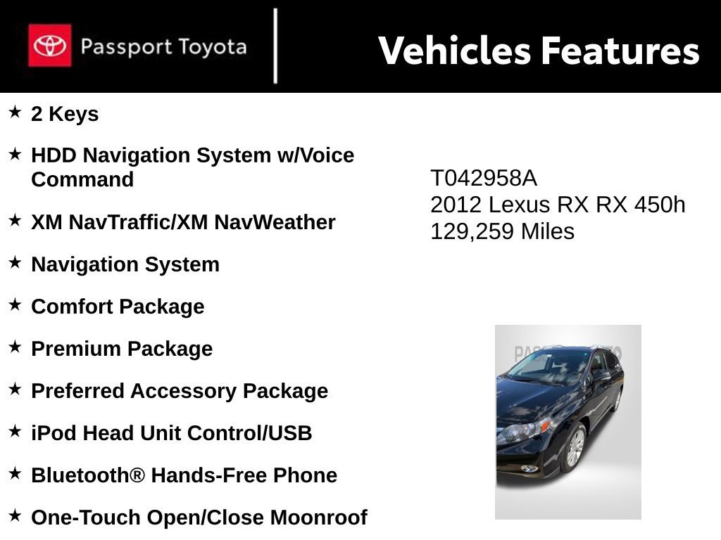 Used 2012 Lexus RX 450h AWD w/ Premium Pkg image 9