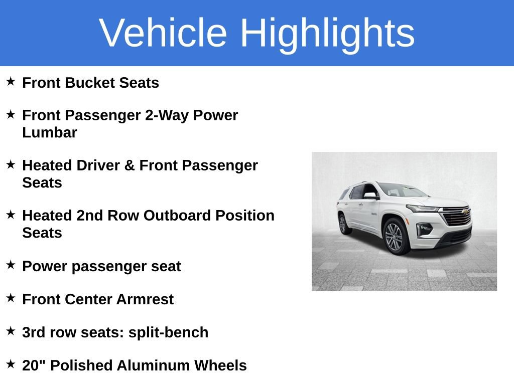 Certified 2023 Chevrolet Traverse High Country w/ LPO, Floor Liner Package FWD image 4