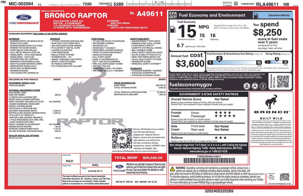 Used 2024 Ford Bronco Raptor AWD/4WD image 9