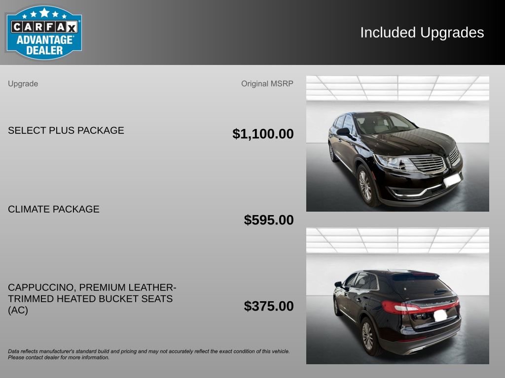 Used 2016 Lincoln MKX Select w/ Select Plus Package FWD image 3