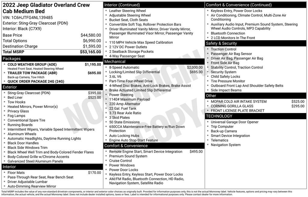 Used 2022 Jeep Gladiator Overland w/ Cold Weather Group AWD/4WD image 23