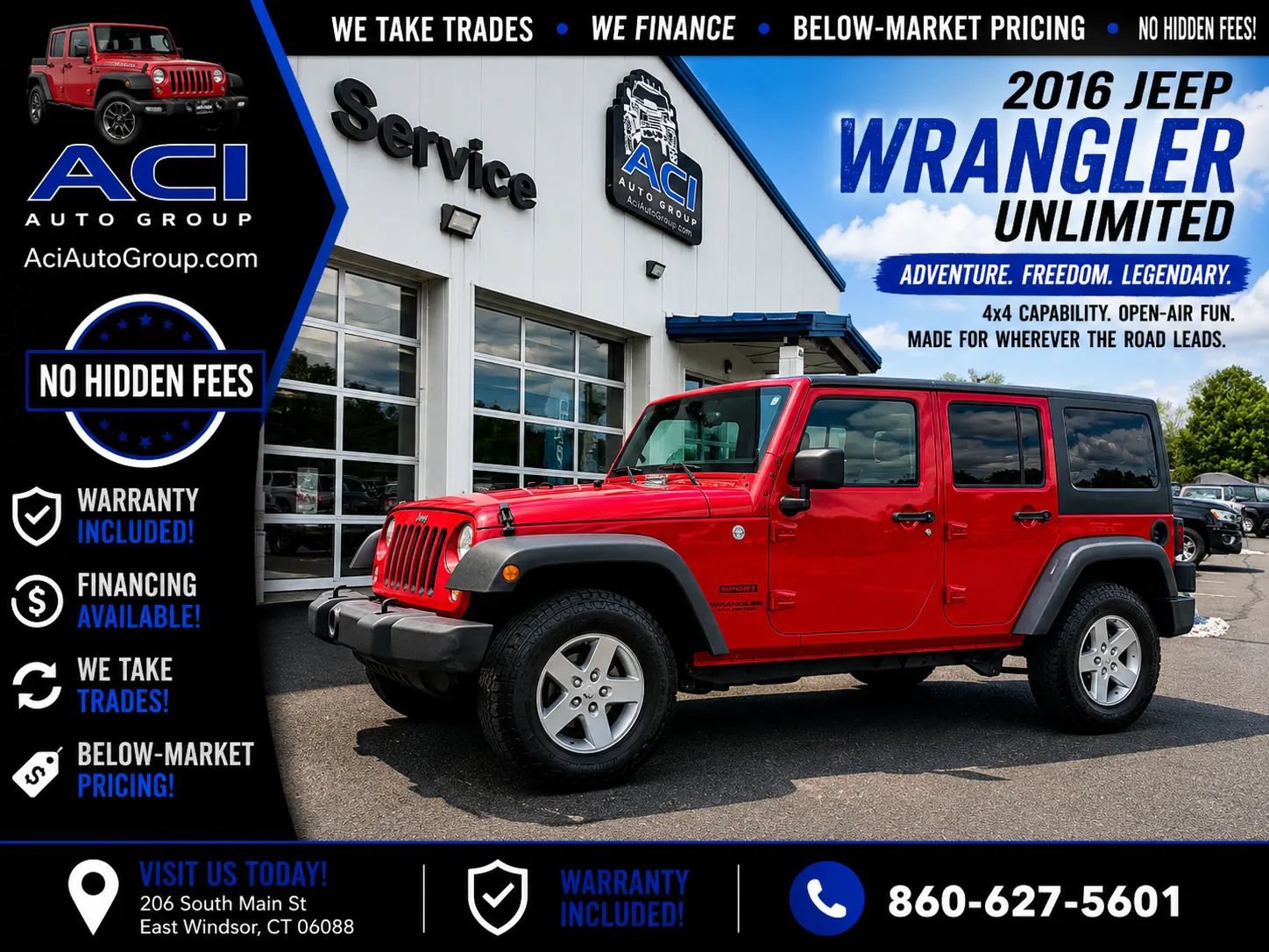Used 2016 Jeep Wrangler Unlimited Sport w/ Quick Order Package 24S AWD/4WD image 1