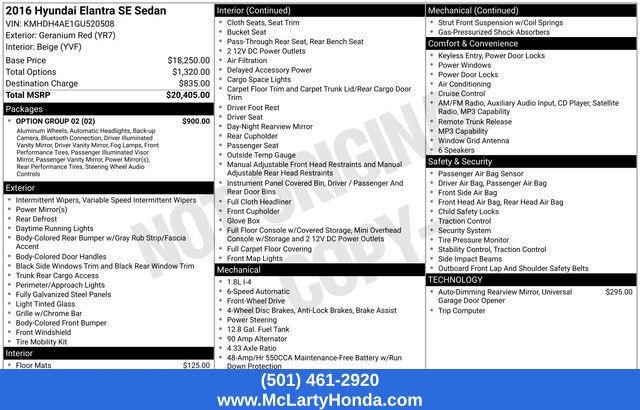 Used 2016 Hyundai Elantra SE w/ Option Group 02 FWD image 19