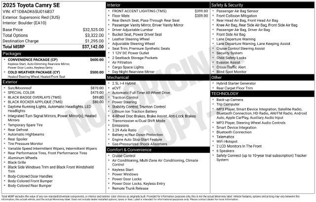 Certified 2025 Toyota Camry SE w/ Convenience Package AWD/4WD image 34