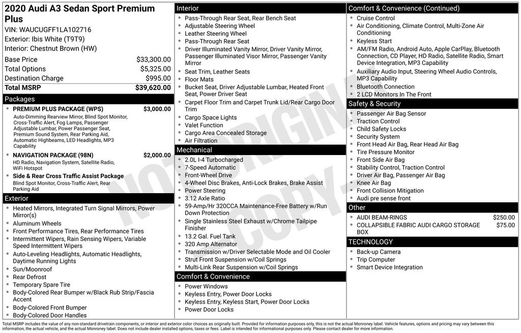 Used 2020 Audi A3 2.0T Premium Plus w/ Premium Plus Package image 25