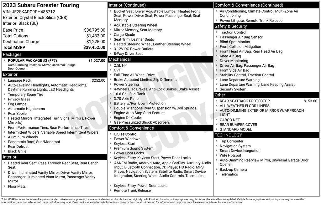 Used 2023 Subaru Forester Touring w/ Popular Package #2 image 5
