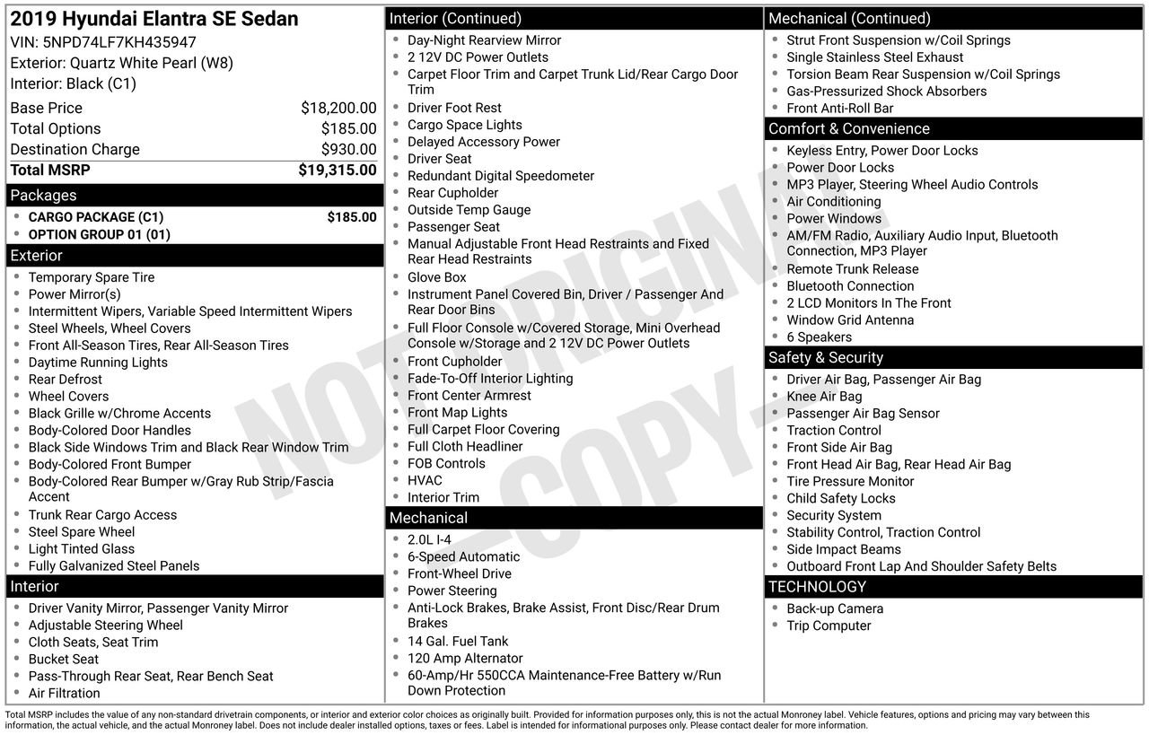 Used 2019 Hyundai Elantra SE w/ Cargo Package image 33