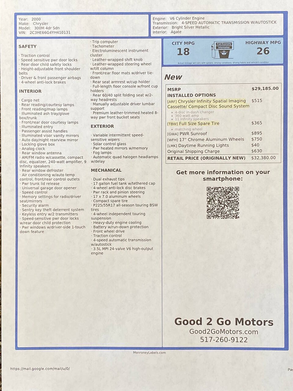 Used 2000 Chrysler 300M FWD image 76