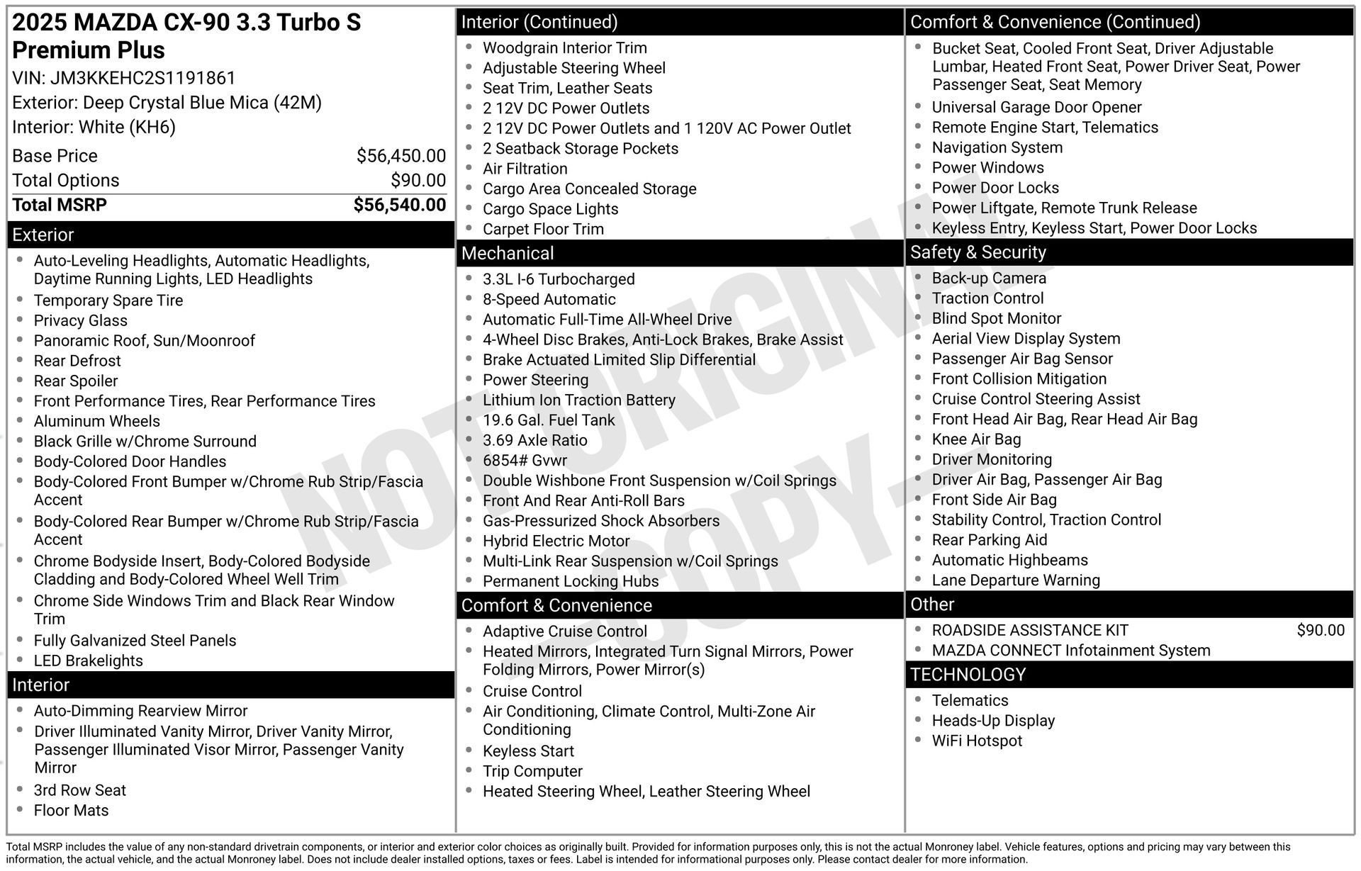 New 2025 MAZDA CX-90 3.3 Turbo S w/ Premium Plus image 37