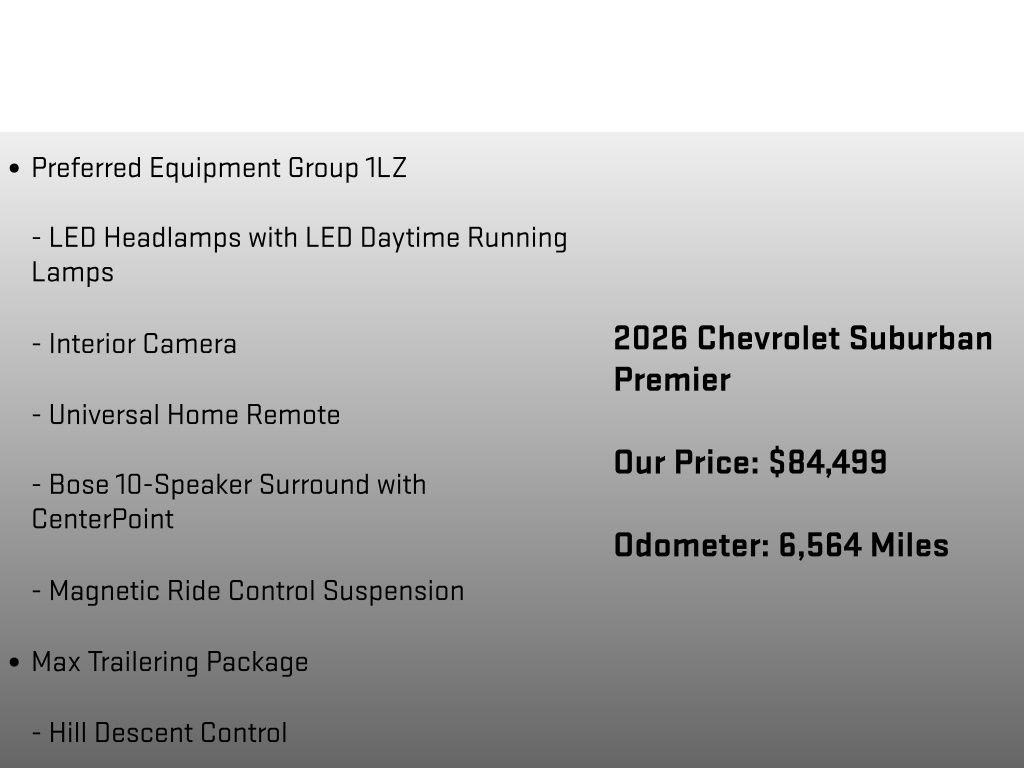 Certified 2026 Chevrolet Suburban Premier w/ Sun And Tow Package AWD/4WD image 24