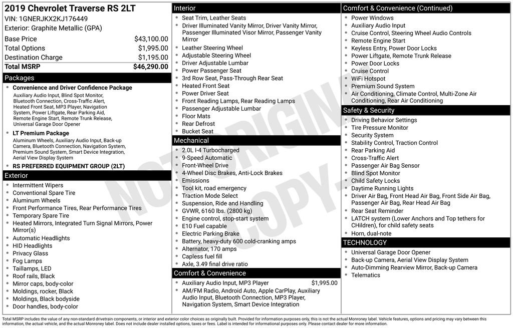 Used 2019 Chevrolet Traverse RS image 6