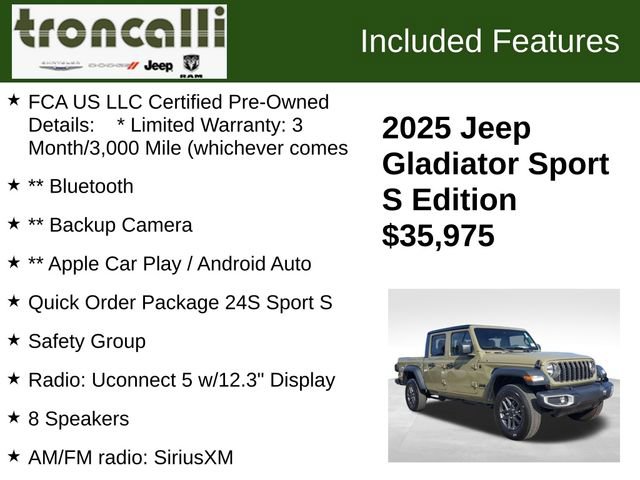 Certified 2025 Jeep Gladiator Sport image 5