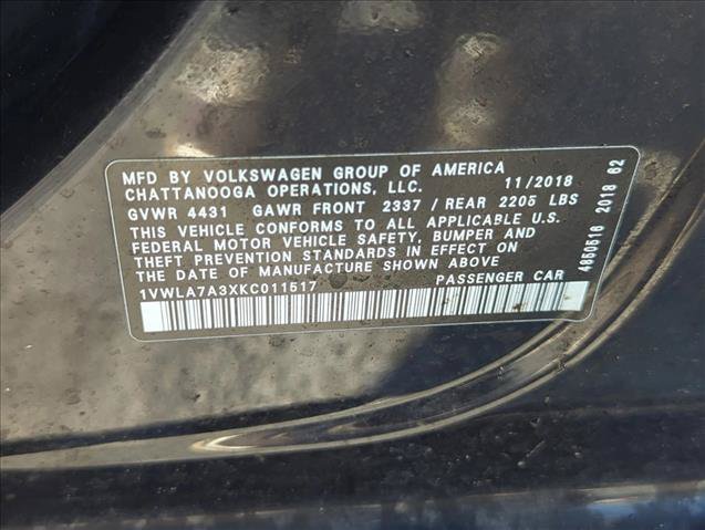 Used 2019 Volkswagen Passat 2.0T Wolfsburg w/ Wheels & Sunroof Package FWD image 2