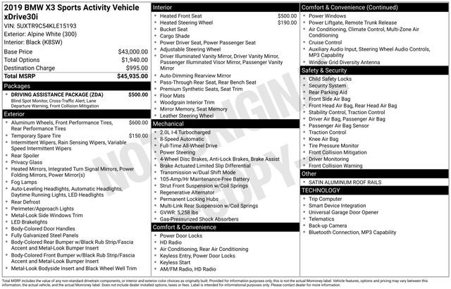 Used 2019 BMW X3 xDrive30i w/ Driving Assistance Package AWD/4WD image 21