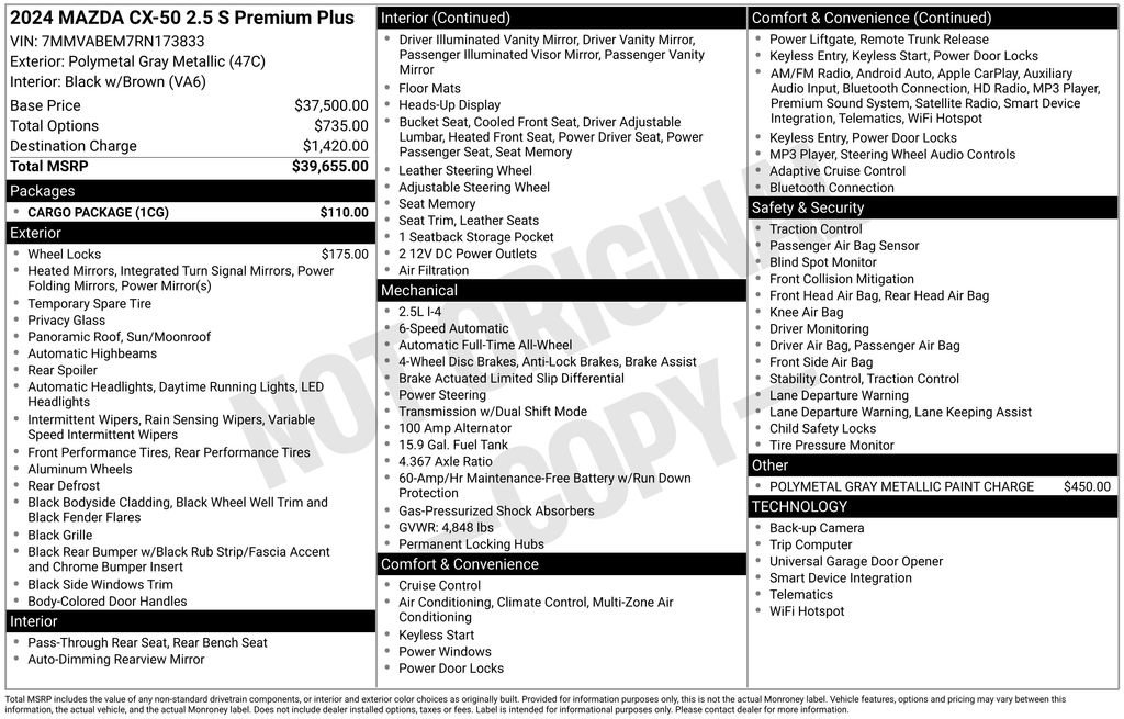 Used 2024 MAZDA CX-50 AWD 2.5 S w/ Cargo Package image 32