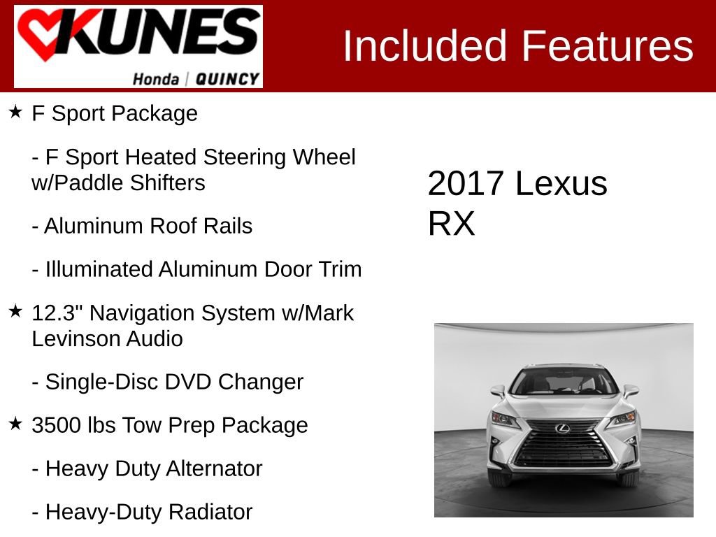 Used 2017 Lexus RX 350 F Sport w/ Accessory Package AWD/4WD image 2