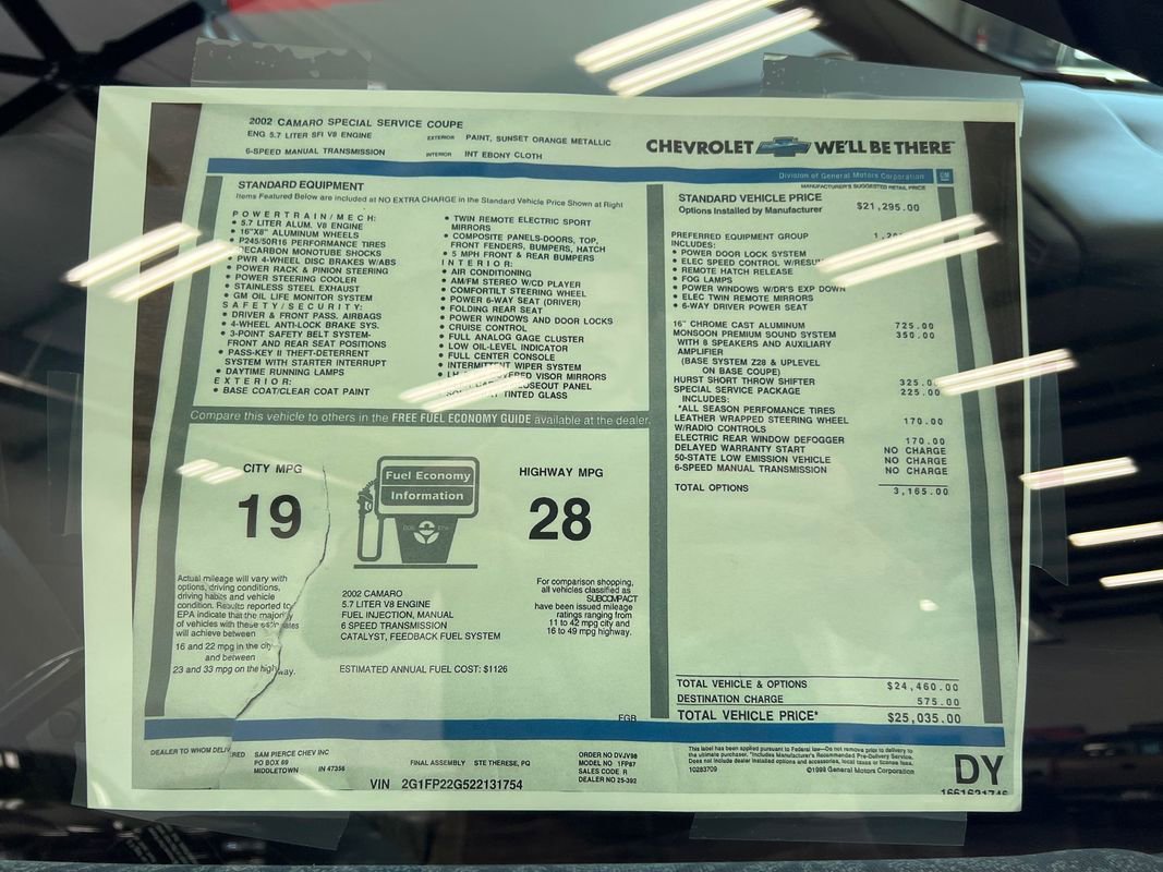 Used 2002 Chevrolet Camaro Z28 w/ Preferred Equipment Group image 17