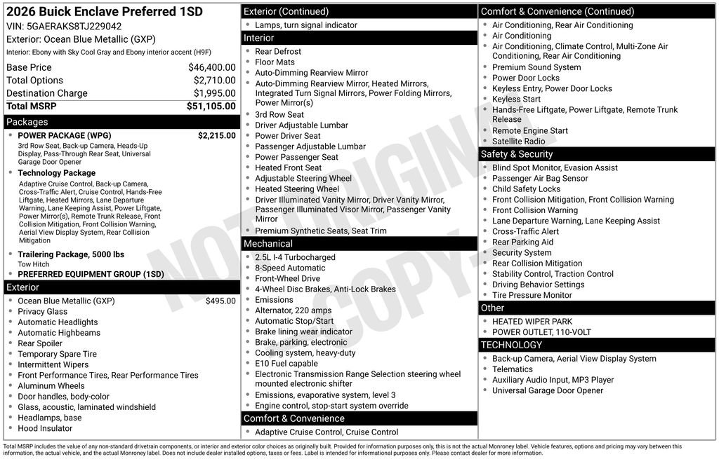 New 2026 Buick Enclave Preferred w/ Power Package FWD image 4