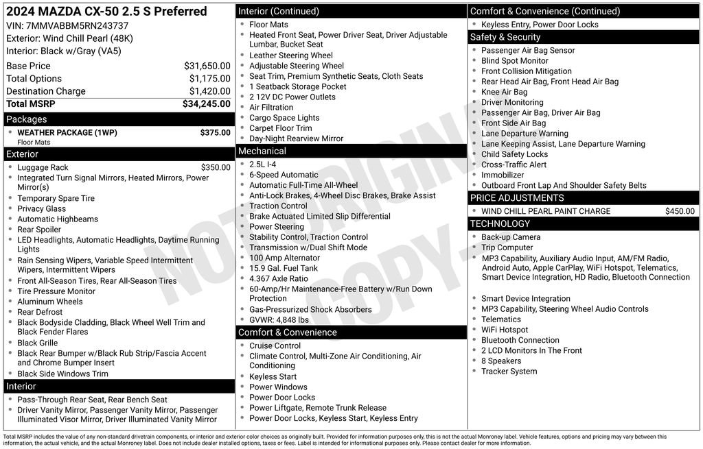 Used 2024 MAZDA CX-50 AWD 2.5 S w/ Weather Package image 6