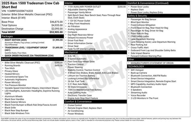 Used 2025 RAM 1500 Tradesman w/ Night Edition AWD/4WD image 30