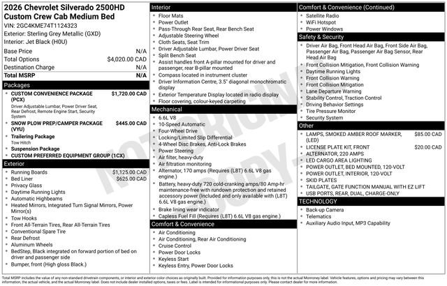 New 2026 Chevrolet Silverado 2500 Custom w/ Custom Convenience Package image 6