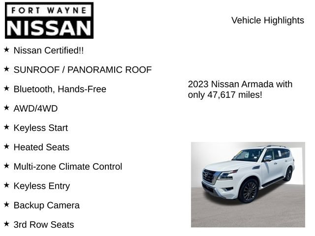 Certified 2023 Nissan Armada Platinum w/ Captain's Chairs Package AWD/4WD image 8