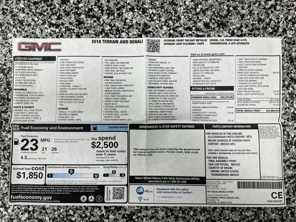 Used 2018 GMC Terrain Denali w/ Advanced Safety Package AWD/4WD image 69