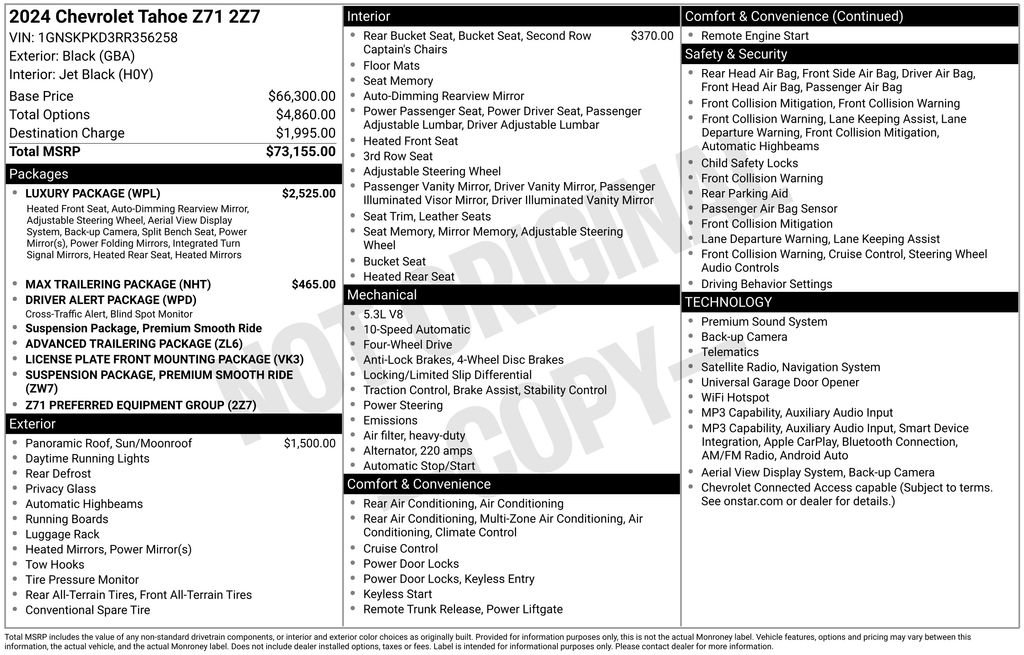 Used 2024 Chevrolet Tahoe Z71 w/ Luxury Package AWD/4WD image 29