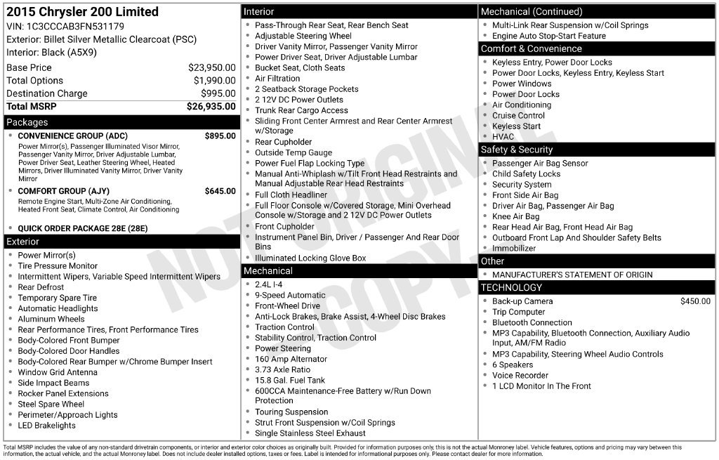Used 2015 Chrysler 200 Limited w/ Convenience Group FWD image 41