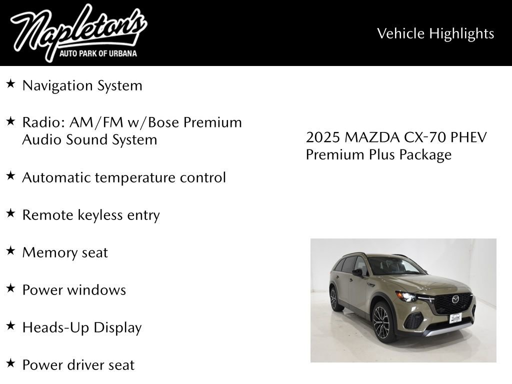 New 2025 MAZDA CX-70 Plug-In Hybrid w/ Premium Plus AWD/4WD image 15