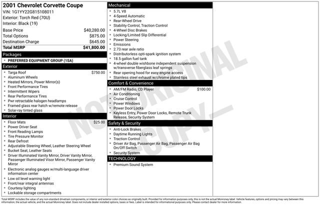 Used 2001 Chevrolet Corvette Coupe RWD image 30