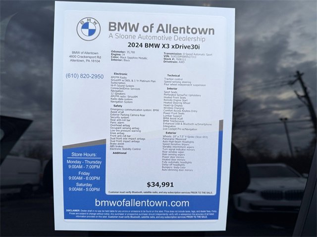Certified 2024 BMW X3 xDrive30i w/ Premium Package image 40