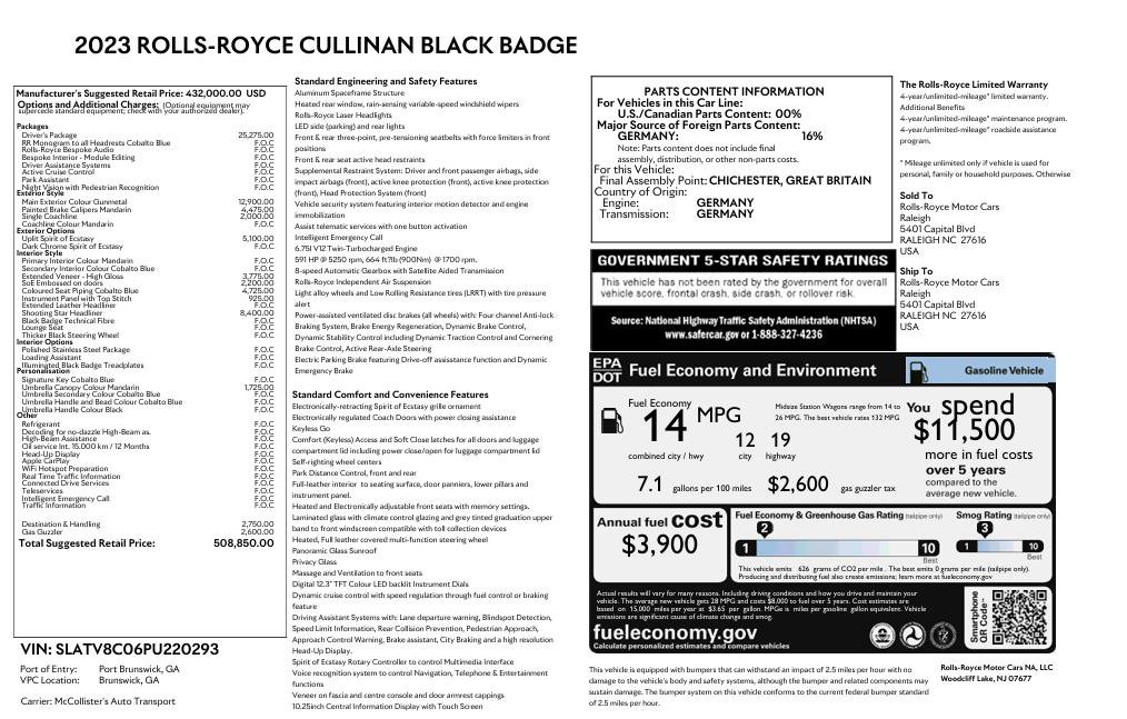 Certified 2023 Rolls-Royce Cullinan Black Badge w/ Driver's Package AWD/4WD image 2