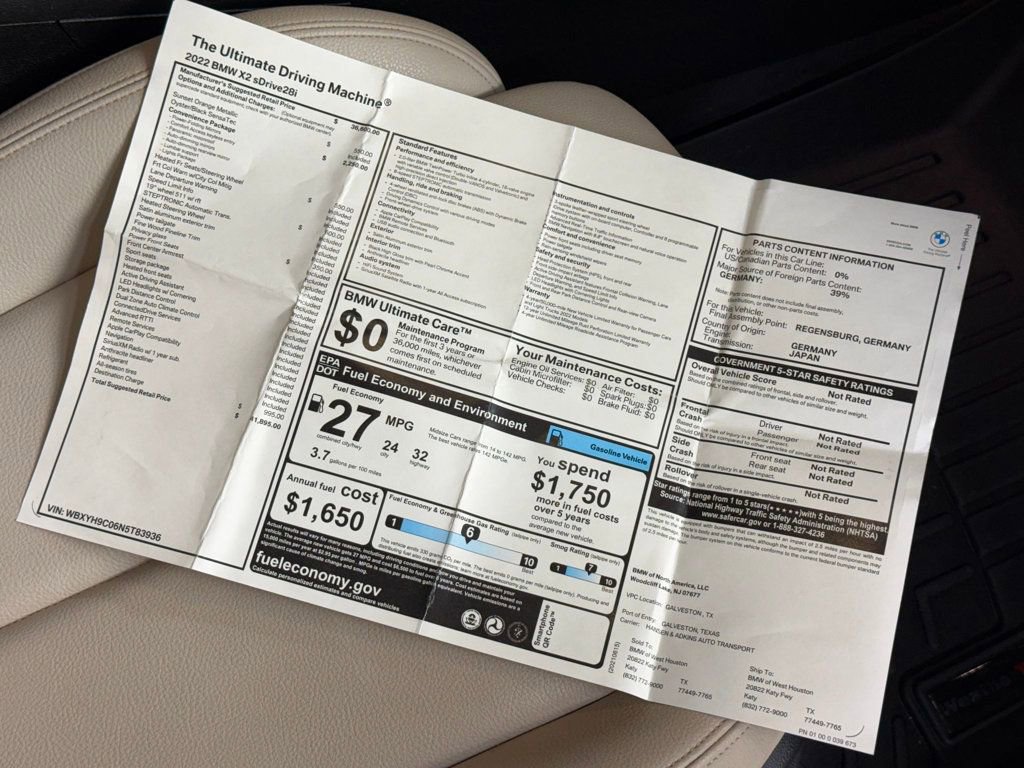 Used 2022 BMW X2 sDrive28i w/ Convenience Package image 83