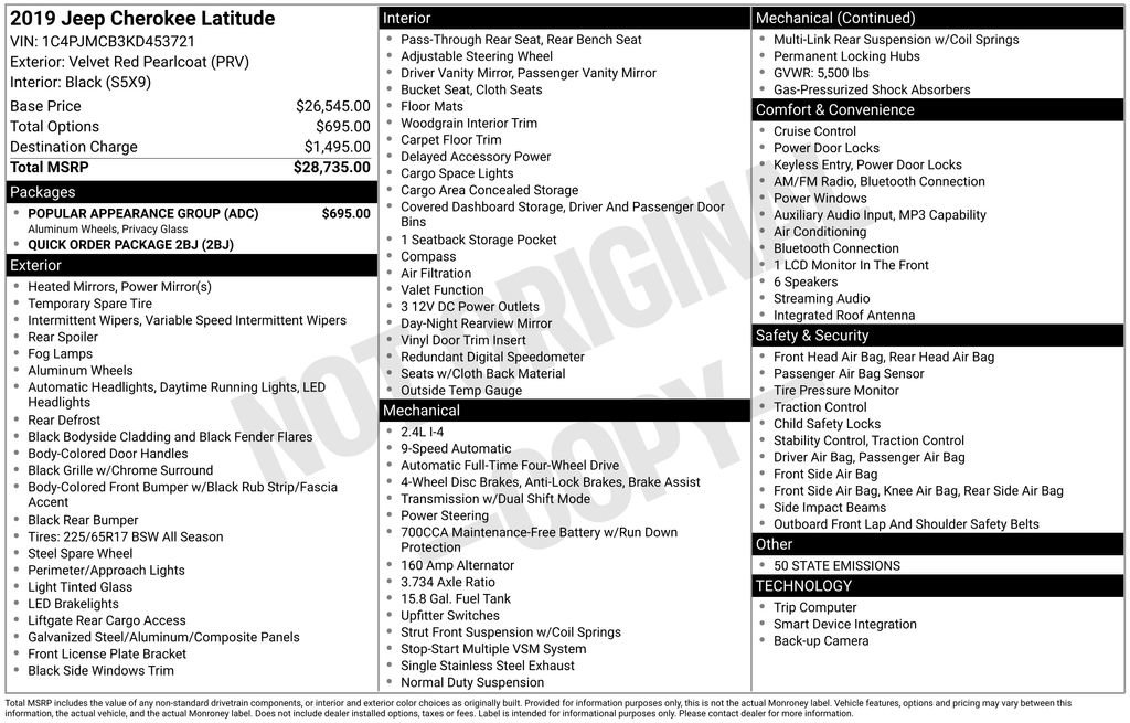 Used 2019 Jeep Cherokee Latitude w/ Popular Appearance Group image 28